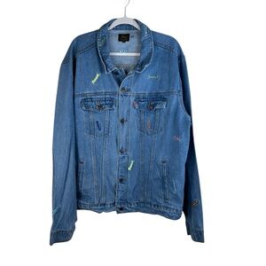 Fuct All Over Embroidery Denim Trucker Jacket XXL